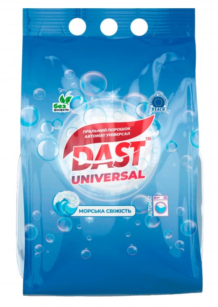 Порошок пральний безфосфатний DAST Universal Морська Свіжість, 2,4 кг